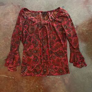 Y2K Vintage JKLA California Western Long Sleeve Top, Est Size S / M Red …